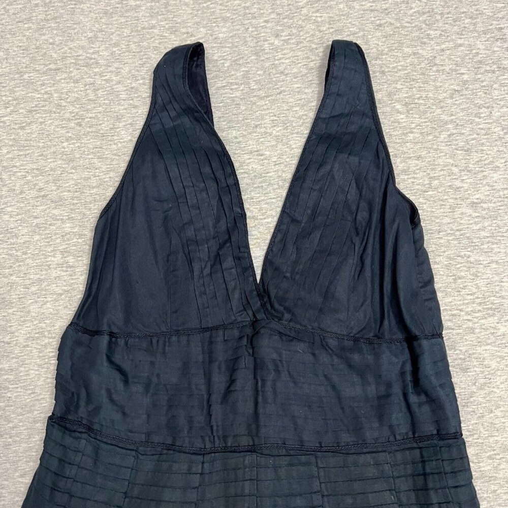 Solitaire LA Dress Womans Small Sleeveless Pleated Navy Blue Fit Flare Lined - Picture 5 of 16